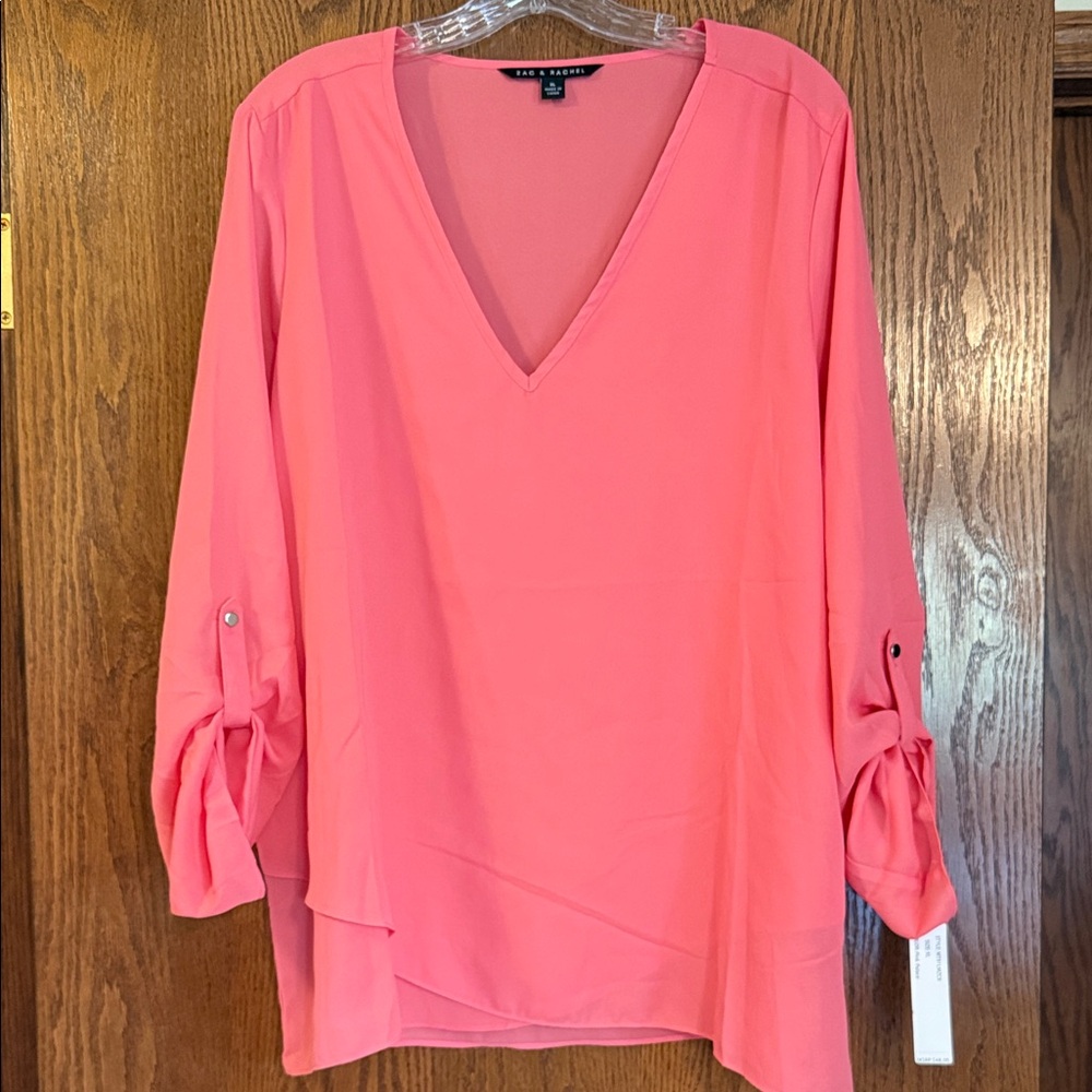 Zac & Rachel Coral V-Neck Blouse